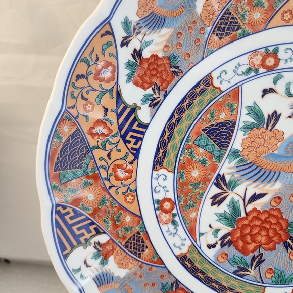 Large Japanese Imari Peacock Floral Footed Platter Console Bowl - Picture 5 of 16